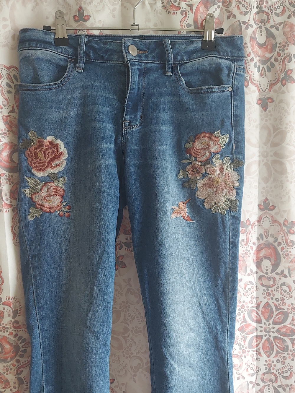 Embroidered Floral Women's Jeans - Blue, ana brand, Size 4